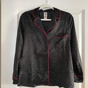 In Bloom Black and White Polka Dot Pajama Top with Red Trim